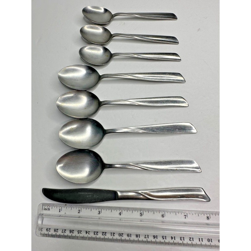 Ribbon Japan Stainless Flatware Replacement‎ 8 Pc Teaspoon Spoon Knife VTG